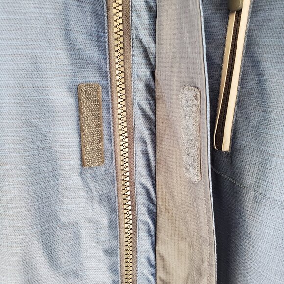 FREE TECH Hooded Jacket Coat Men's L Blue Quilt Lining Full Zip Placket Pocket - Picture 12 of 12